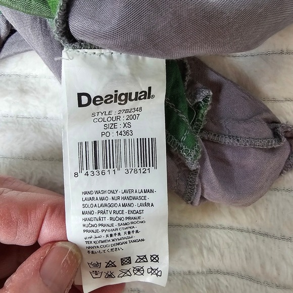 Desigual Colorful Bird Floral Print Button Up Shirt Blouse Bohemian Women XS - Picture 8 of 16